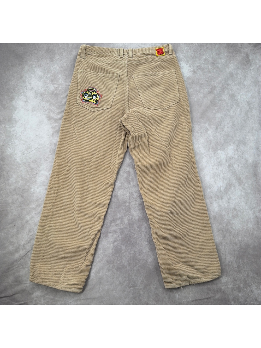 Empyre beige corduroy skater pants boombox embroidered pocket size 30